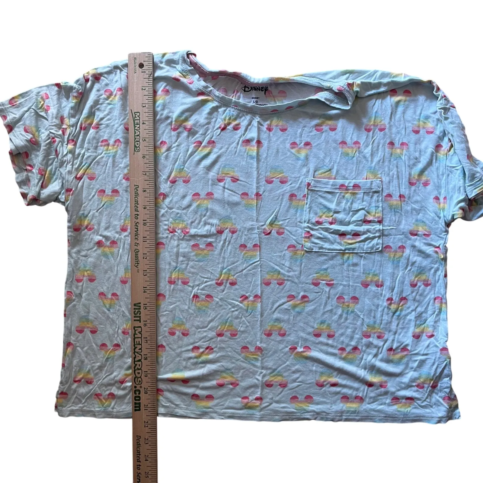 Disney‎ Mickey Mouse Rainbow Pajama Set Womens L/G Top & Shorts Sleepwear - Image 8