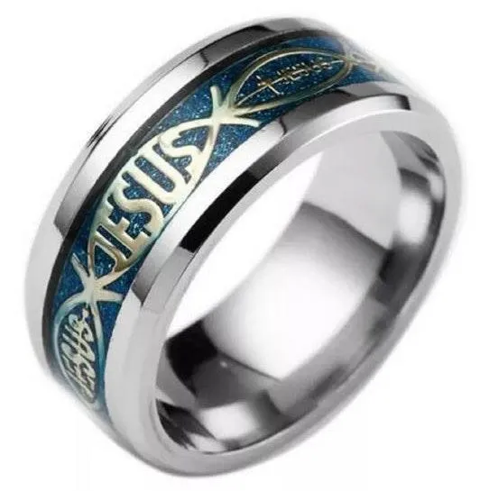 Blue Carbon Fiber Jesus Ring - Image 2