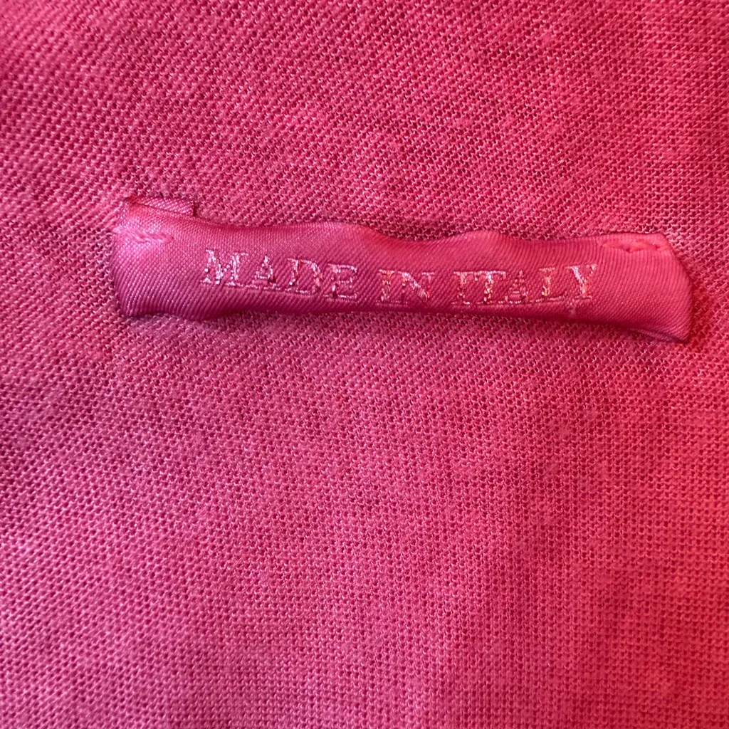 Silk Bohemian Sheer Top Made in Italy Lace Trim Romantic Bell Sleeves Large Pink - Image 4