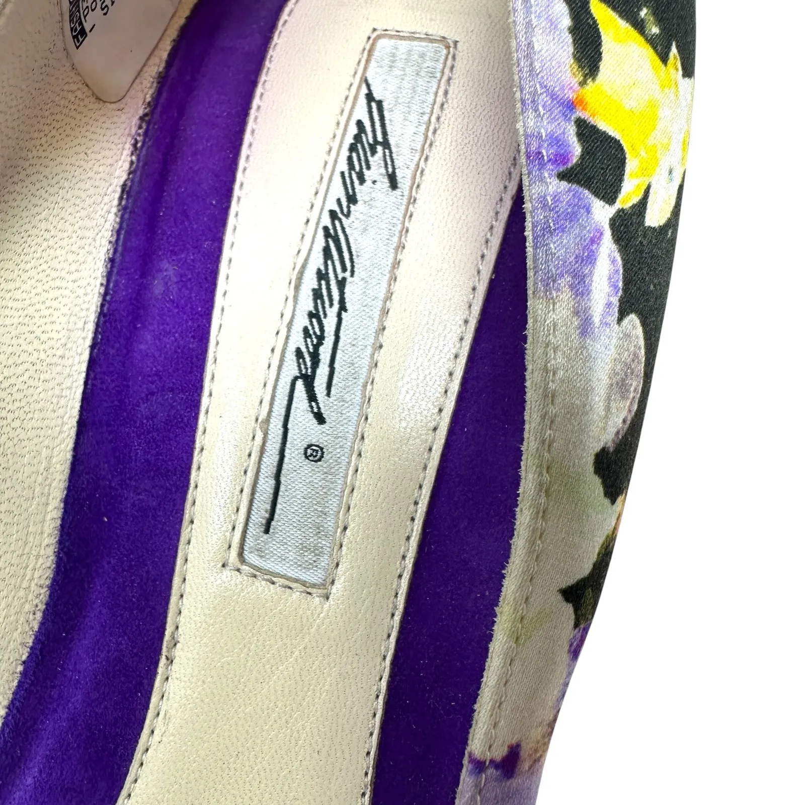 Brian‎ Atwood Jael Kitten Heel Pumps Satin Floral Embellished Size 39 US 8 - Image 14