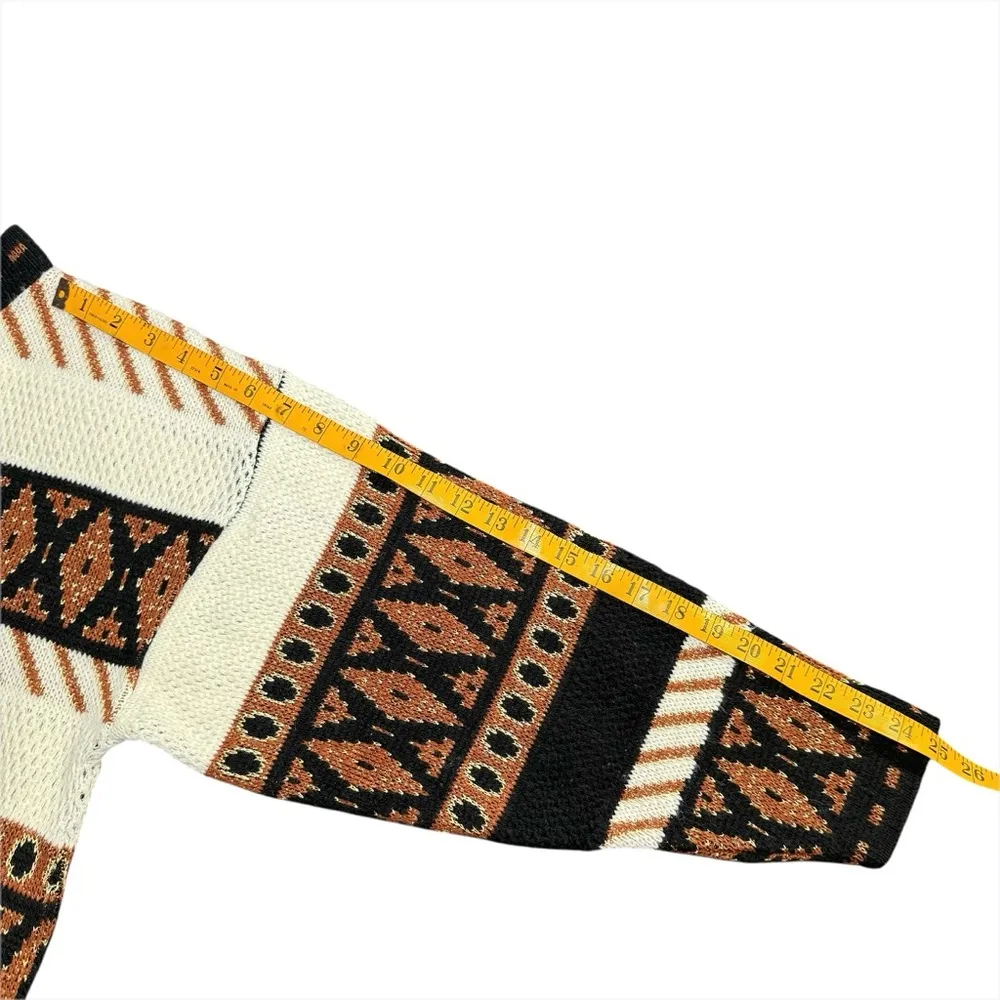 Vintage 80s Trimmings Southwest Geometric Knit Sweater Women’s Sz M USA Metallic Black Size M - Image 8