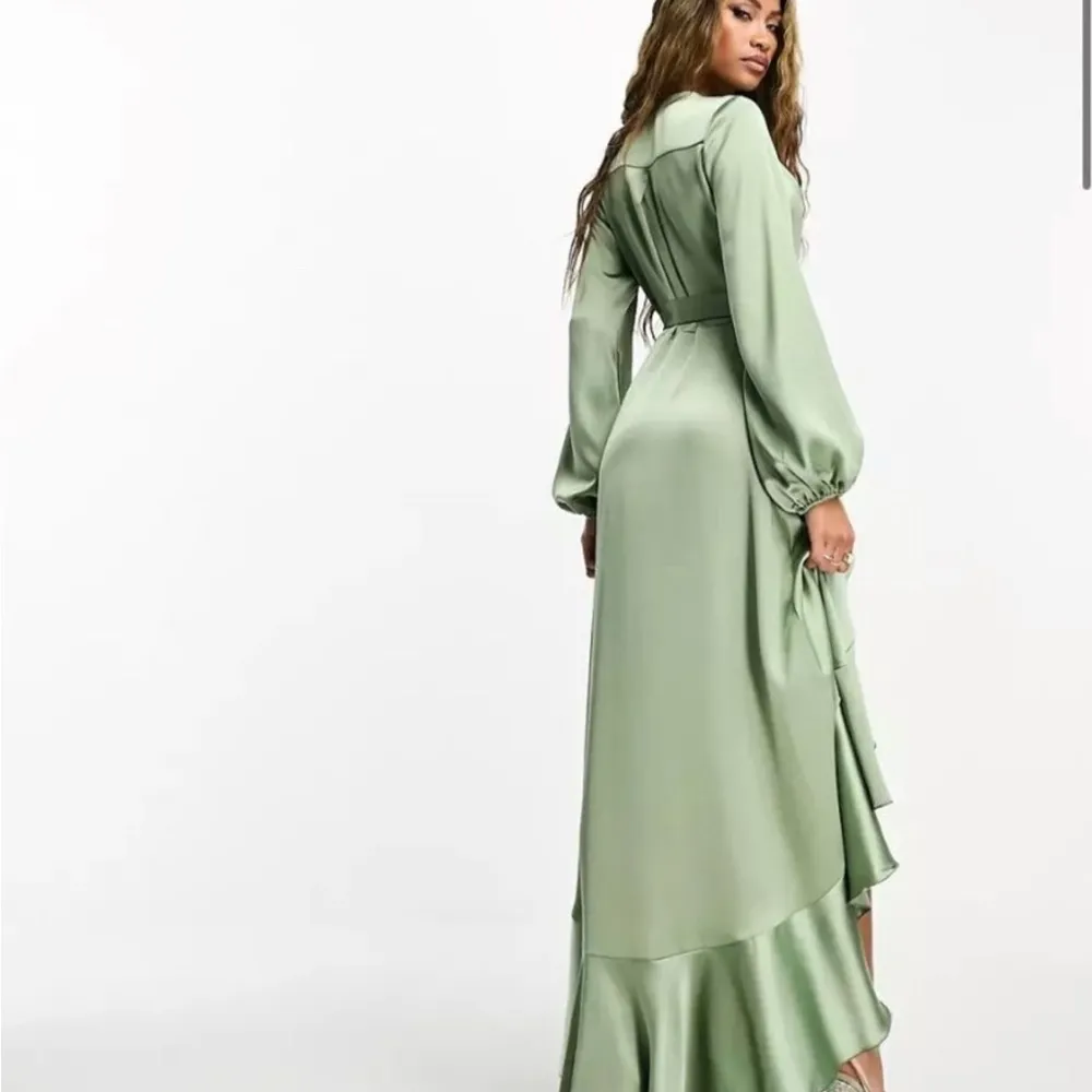 Flounce London long sleeve wrap maxi dress light Sage Green Dress size 8 NwT - Image 2