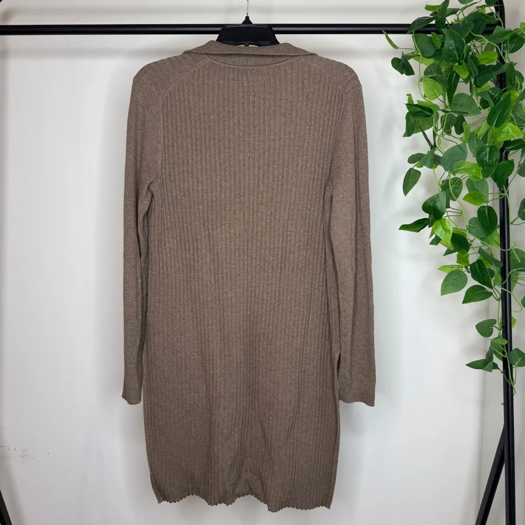 Alex Mill Loretta Merino Wool Blend Ribbed Tunic Longline Sweater size L Large Brown - Image 3