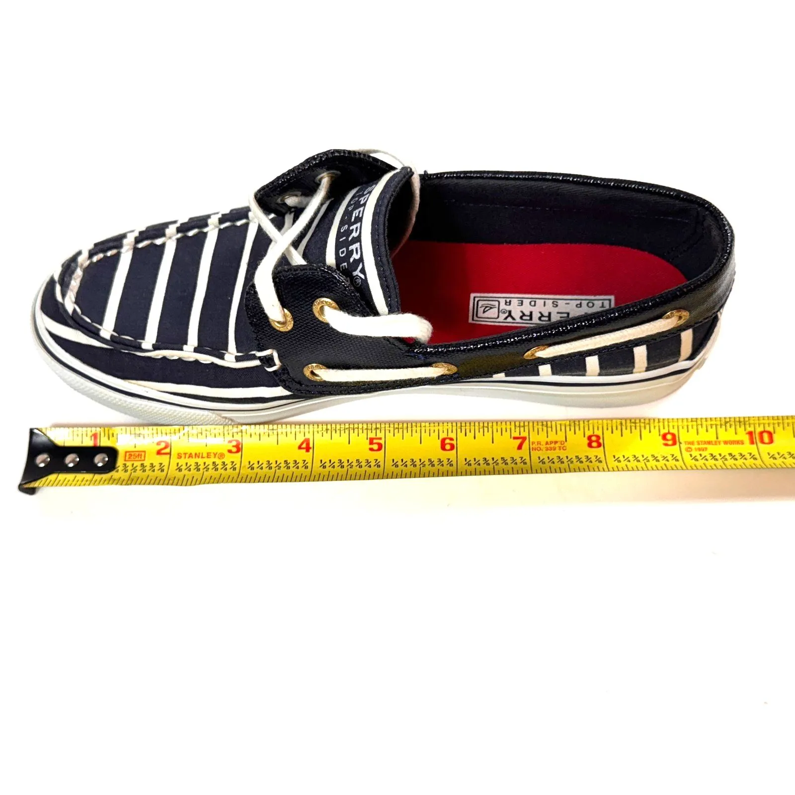 Sperry Top Sider Womens 6 Biscayne Boat Shoe Slip On Stripe Navy White‎ Nautical - Image 9