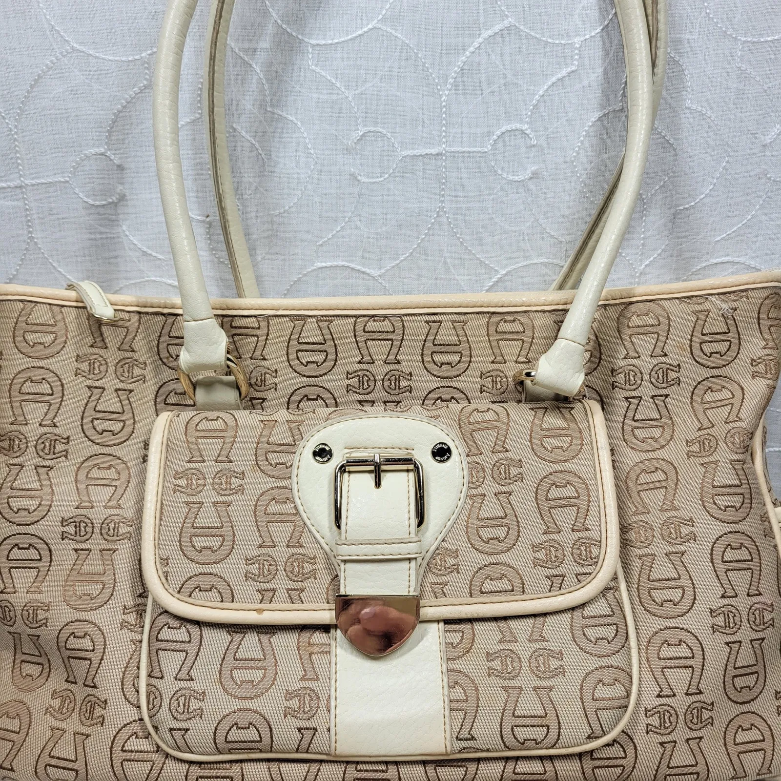 Vintage Etienne Aigner Monogram Logo Tote Shoulder Bag Large Office Pockets - Image 4