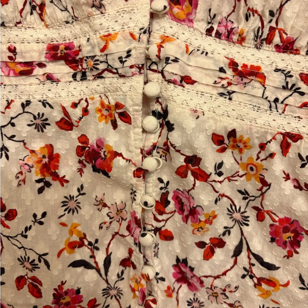 Anthropologie Floral Lace Blouse Puff Sleeve Boho Romantic Feminine Top size - Image 9