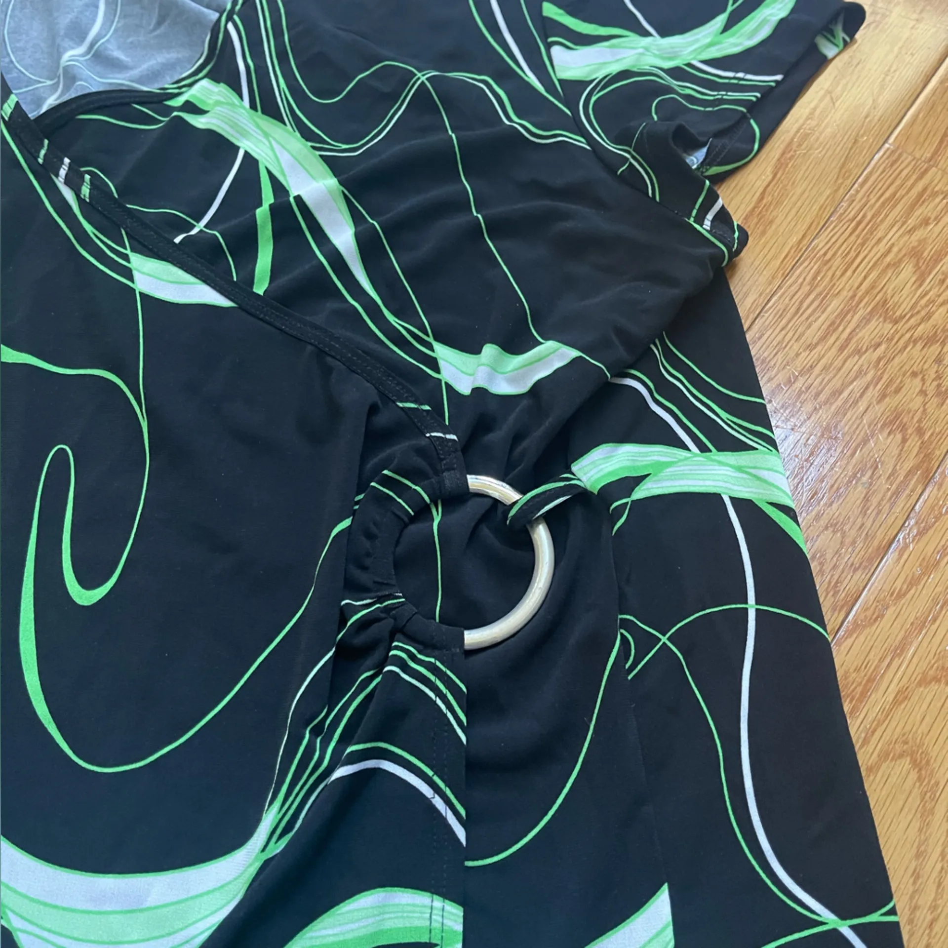 Susan Lawrence 2-Piece Skirt & Top Set Black Green Abstract Print - Size 1X-2X - Image 13