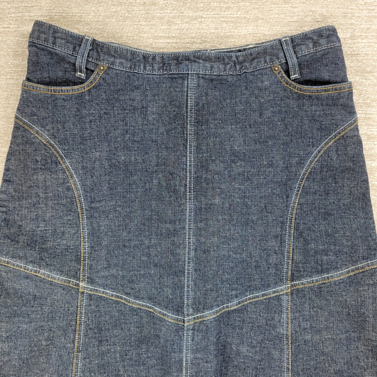Powerline Denim Panel Skirt Womens 10 Blue A - Image 7