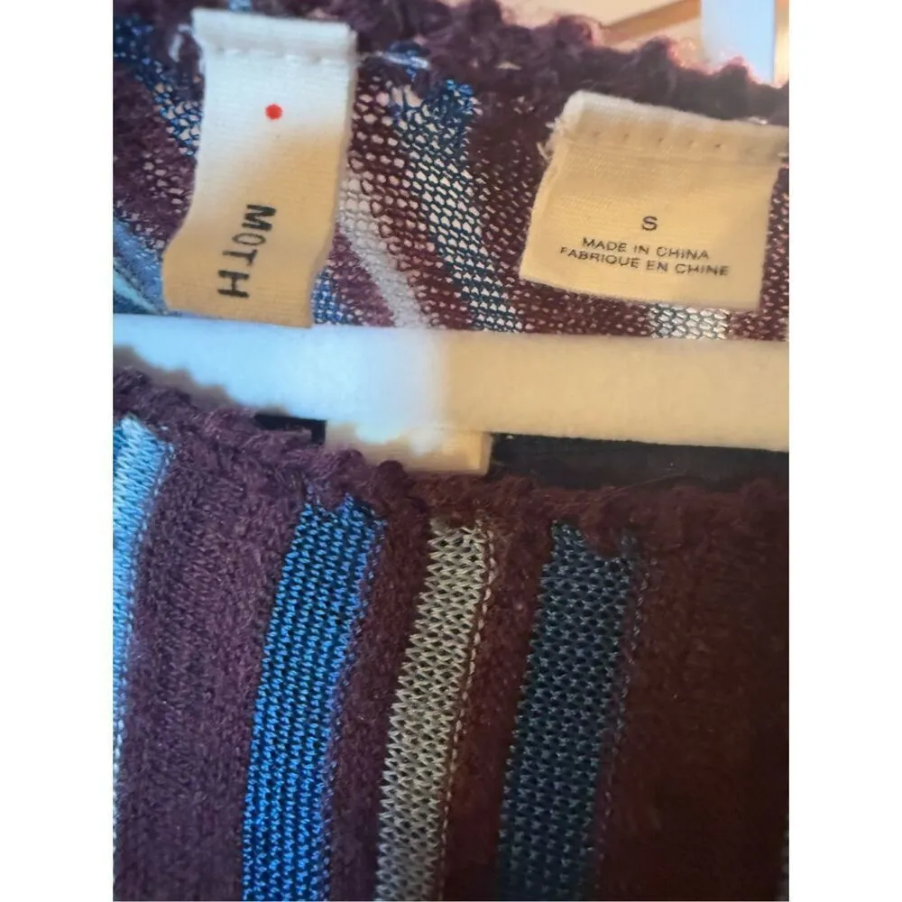MOTH Anthropologie Womens Nora Colorful Stripe Sweater Dress Alpaca Wool S - Image 4