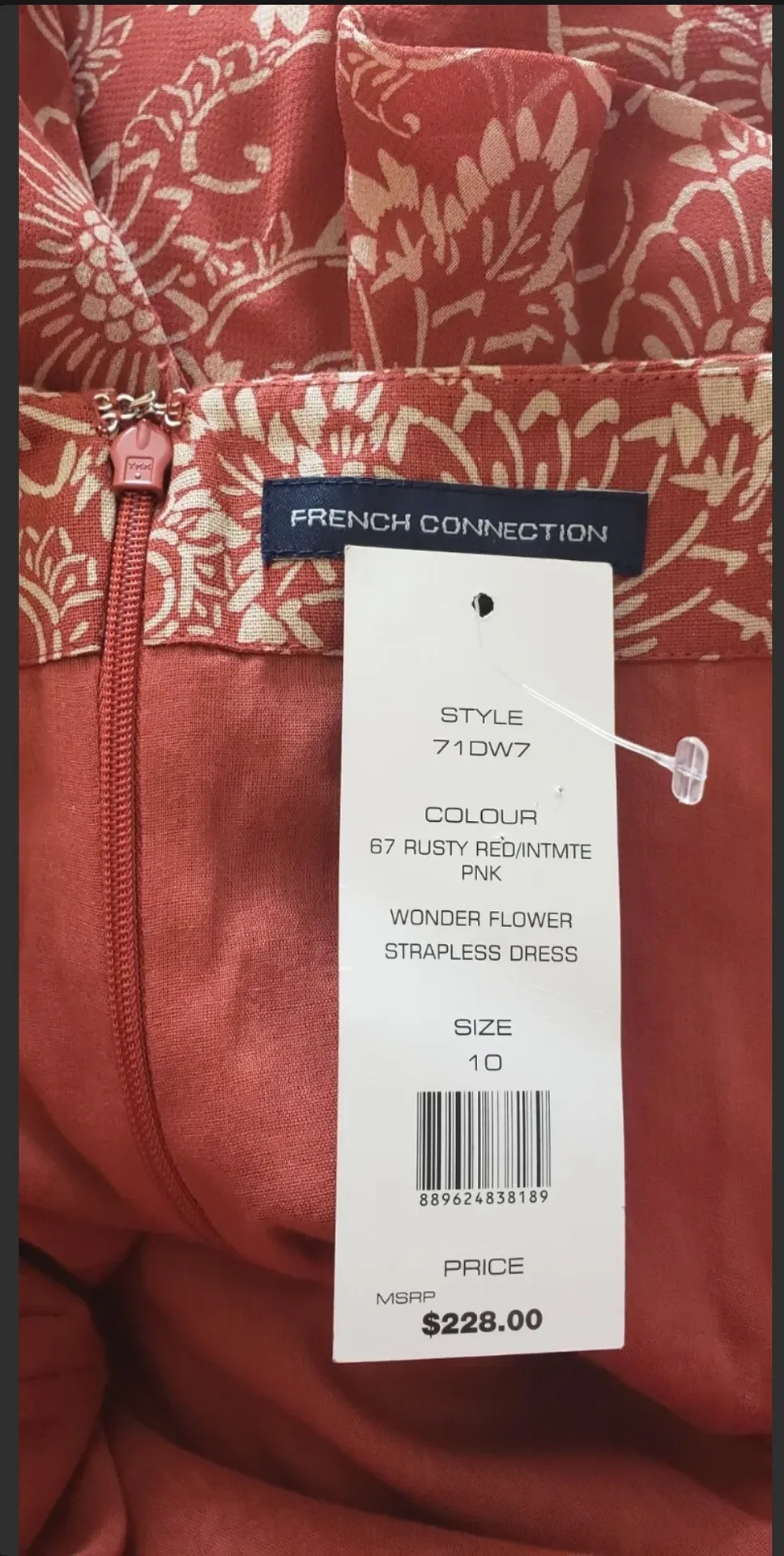 NWT Women's French Connection Strapless Wonder Flower Dress-Retail $228 - Image 3