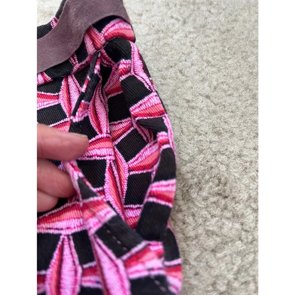 Vintage 90s low rise black pink geometric skinny leg cotton pants Size L - Image 10