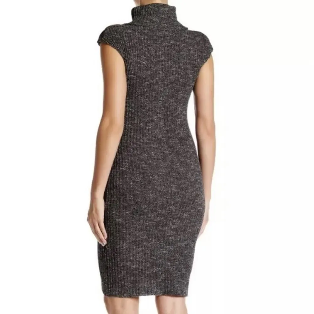 Max Studio cap sleeves cowl neck ribbed brown midi sweater dress, size XS spring - Image 2