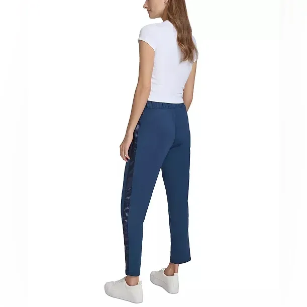 Andrew Marc Women's Scuba Satin-Trim Slim-Leg Pants Navy Blue Knit Pants Large - Image 2