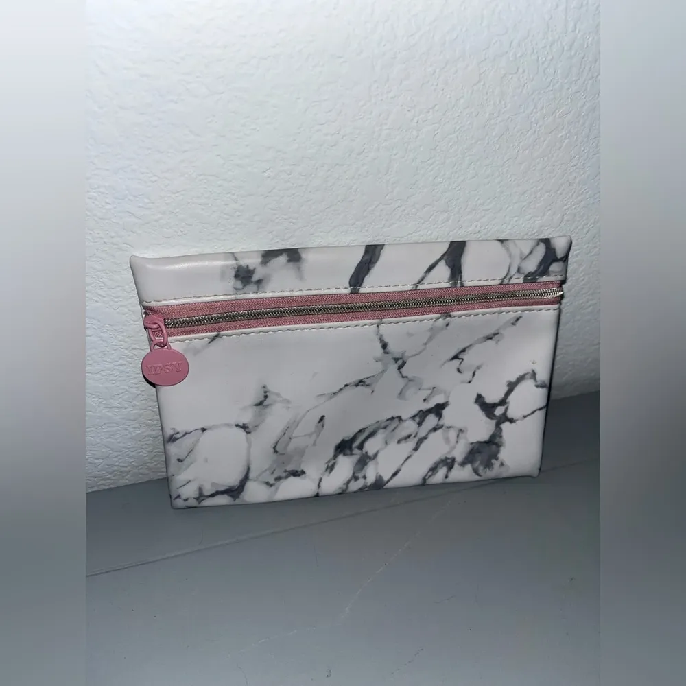 Ipsy Pink Zipper White Grey Marble All Over Print Beauty Cosmetic Makeup Bag 5x7 - Image 6