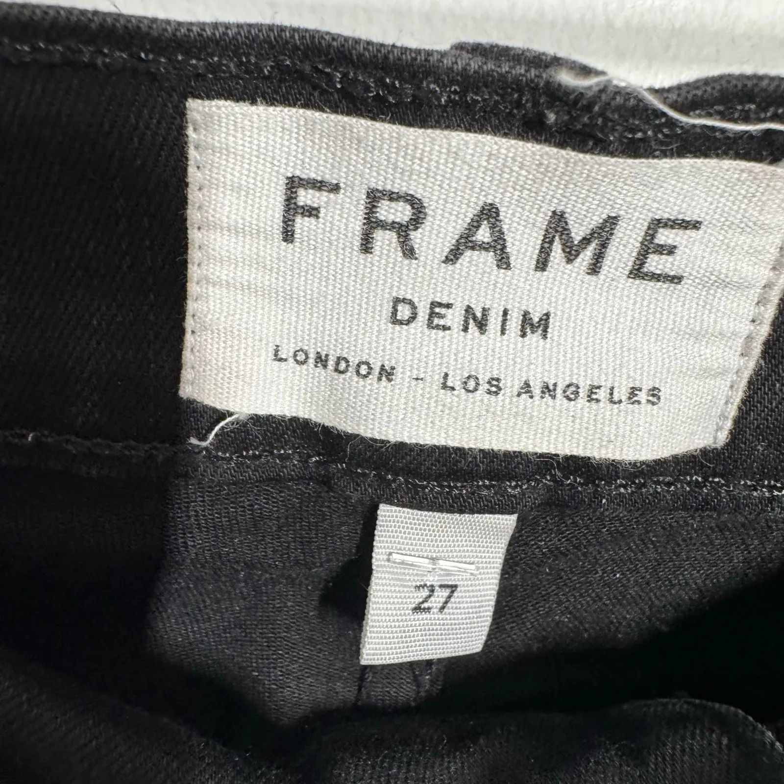 Frame Le High Skinny Jeans Women 27 Black Fringe Hem Boho Minimal Modest - Image 7