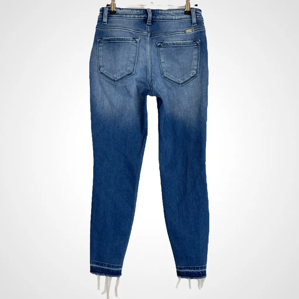 Kancan Ankle Skinny Jeans Stretch‎ Fading Distressing Raw Hem Side Panels Blue Size 26 - Image 4