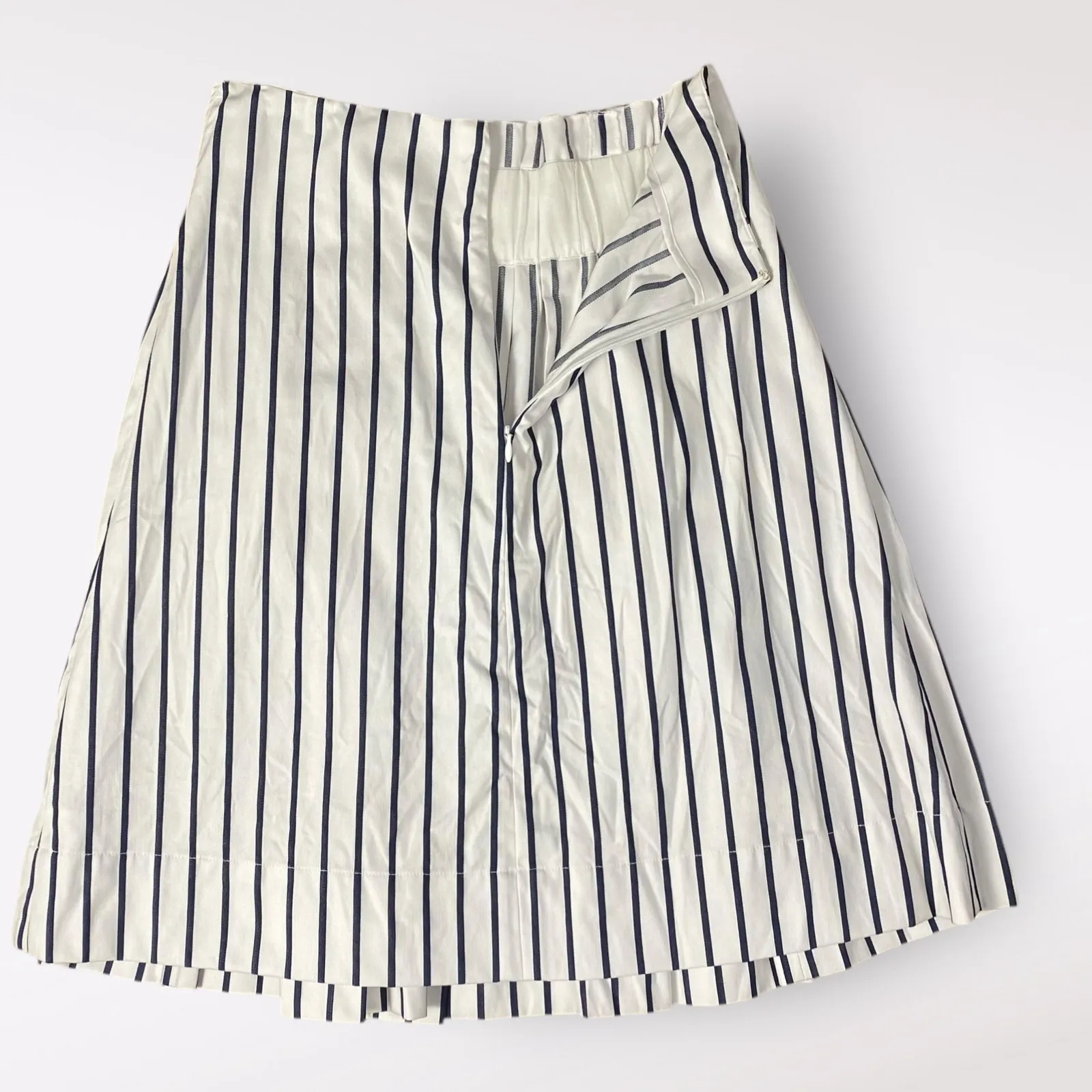 Kate Spade Broome Street Pleated Striped Knee Length Skirt Size‎ 2 White - Image 4