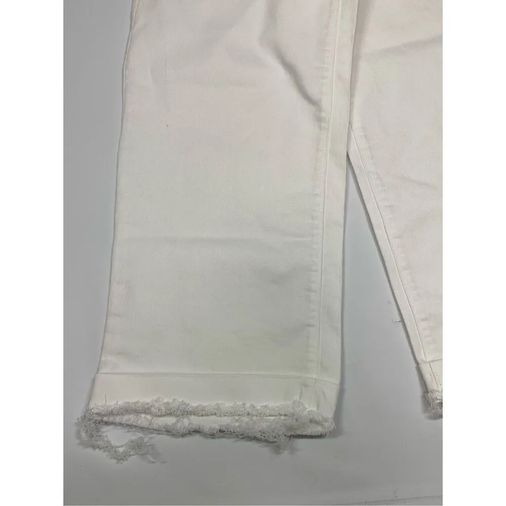 Old Navy Women's Frayed 5 Pocket Denim Capri Wide Leg Crop Jeans White Size 8 - Image 6