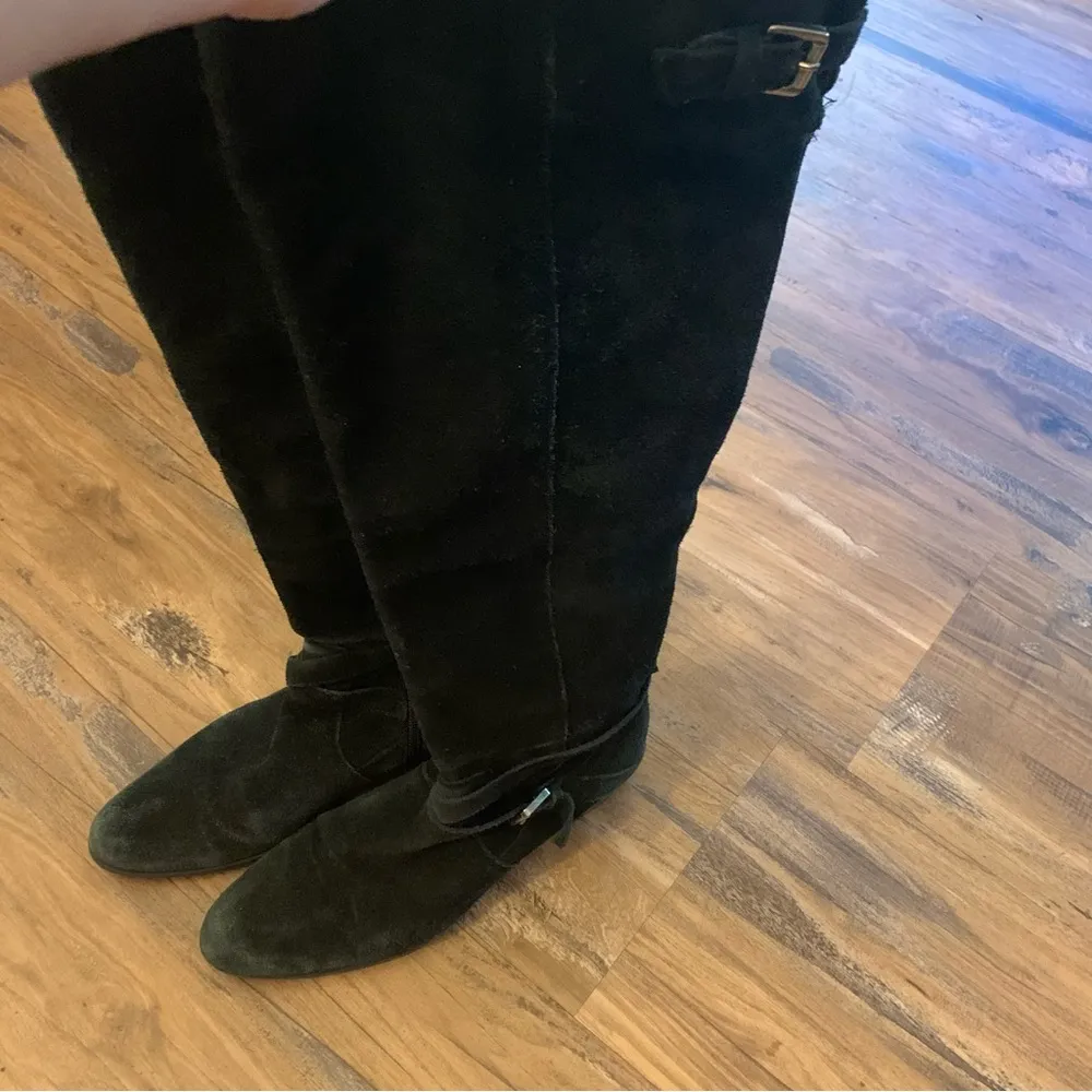 Schutz Over The Knee Suede Black Boots Size 37 7 - Image 2