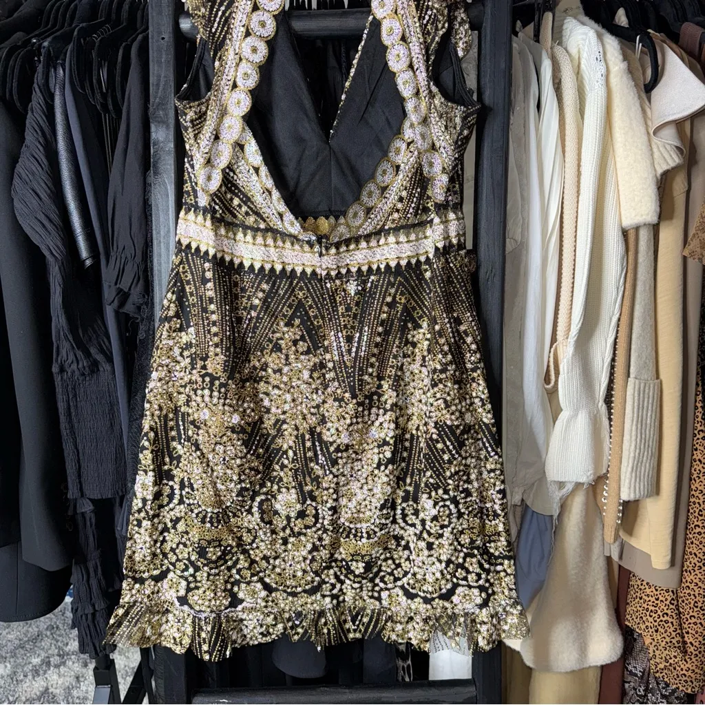 Hello Molly Match Me Black Sequin Embellished Cutout Mini Dress - Image 10