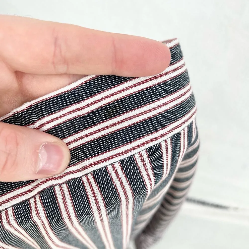 LULUS Skirt Women Size XS Maxi Striped Burgundy & Navy Asymmetrical Front Preppy - Image 6