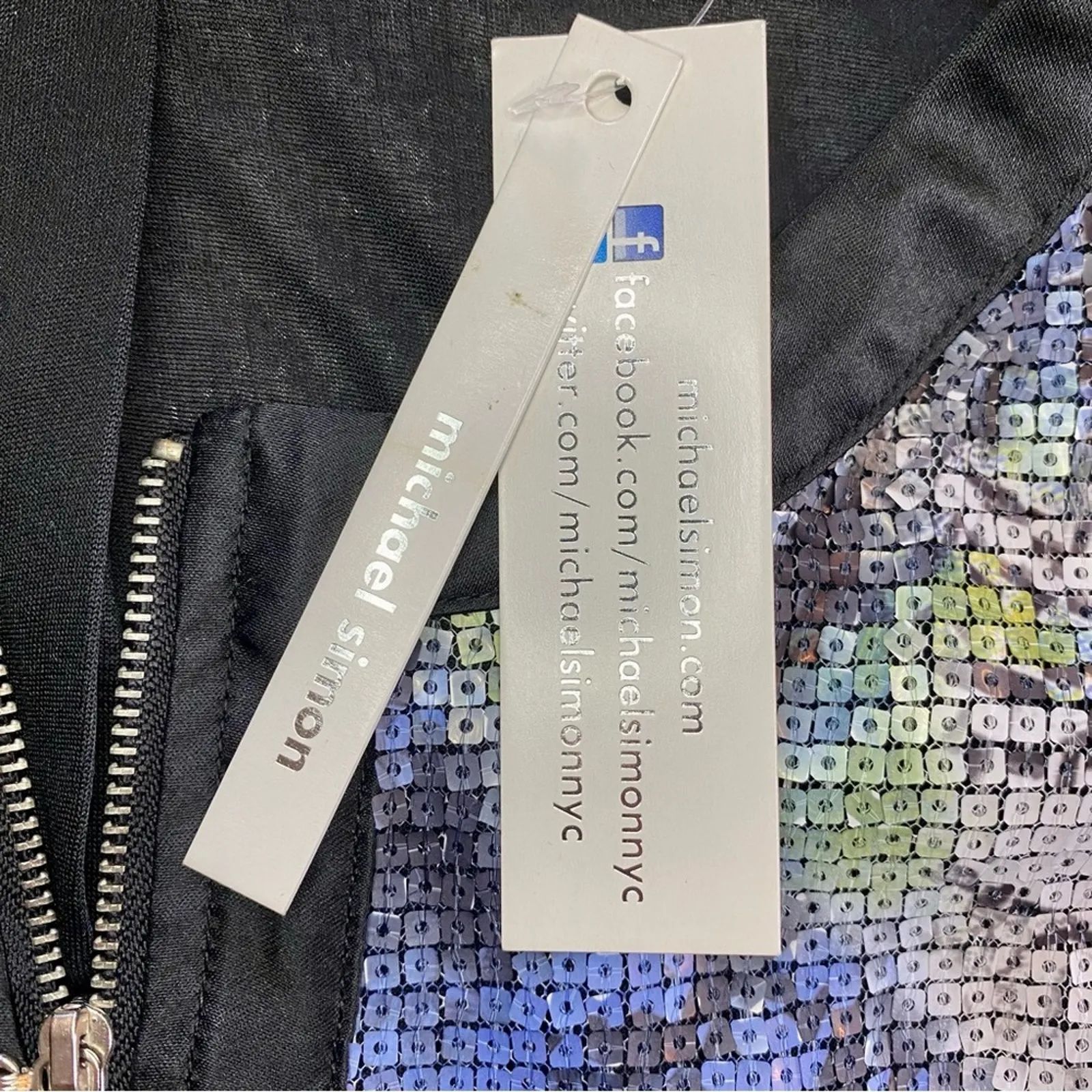 Michael Simon Multicolor Sequin Purple Bomber Jacket Shacket Womens 1X Plus - Image 14