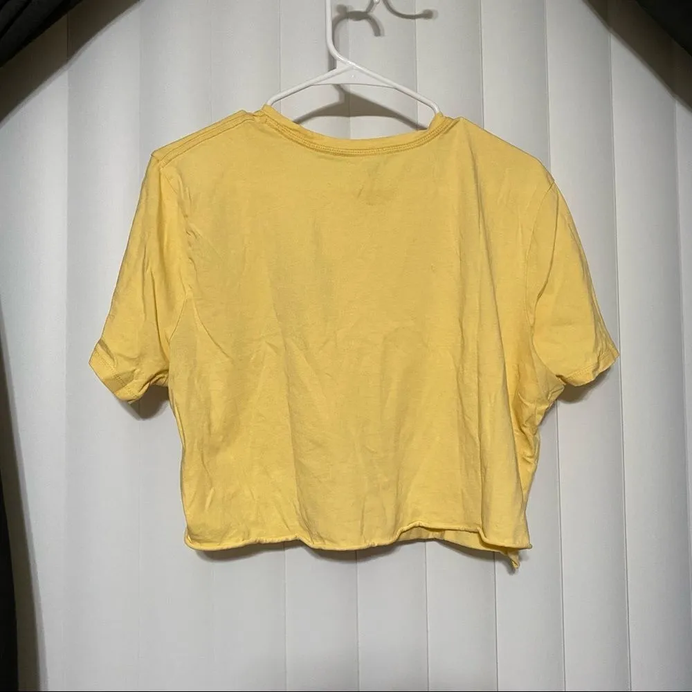 Life is good yellow happy tails crop top, 100% cotton - Image 4