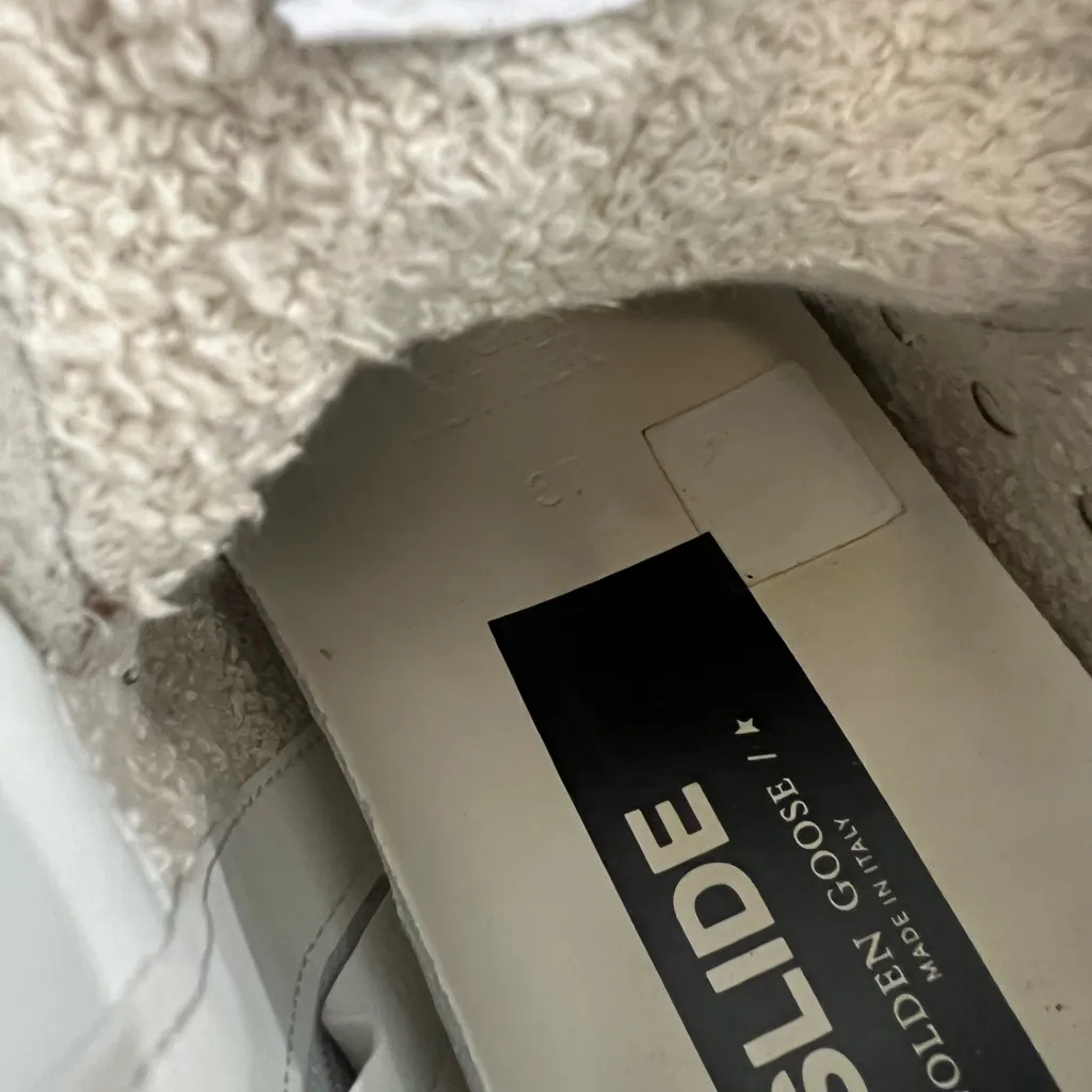 Golden Goose White Slide Silver Metallic Leather Star Flash High Top Sneakers - Image 9