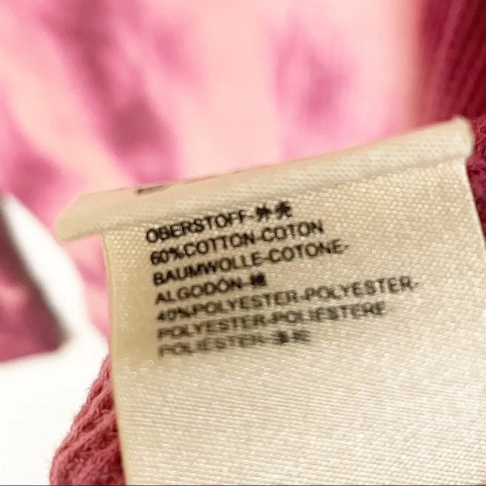 Anthropologie Maeve Medium Pink Ainsley Tie Dye Cowl Neck Waffle Knit Thermal - Image 5