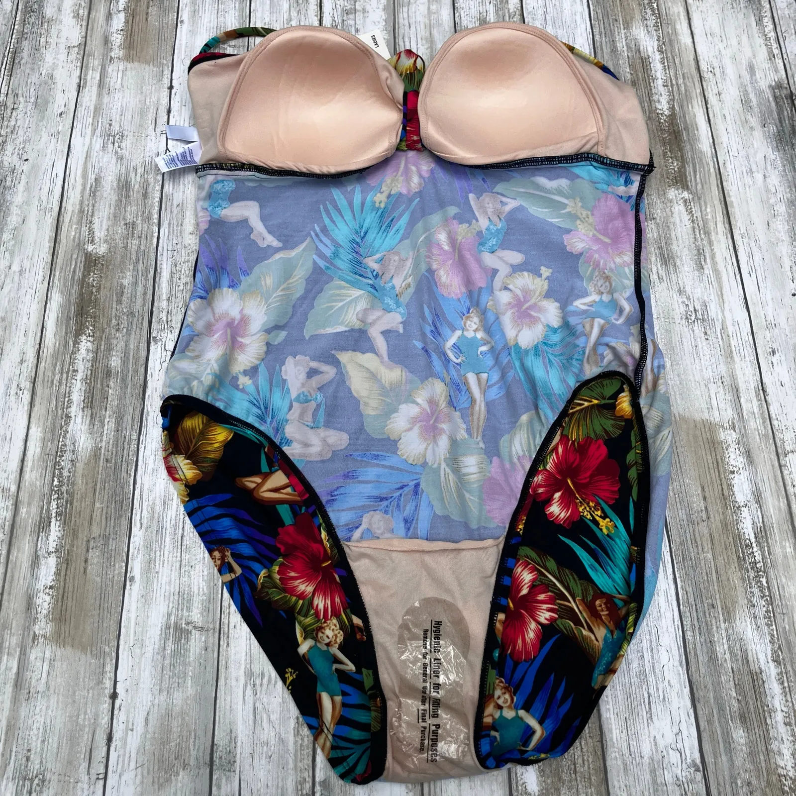 VTG Swimsuit Kathy Ireland One Piece Med Deadstock Floral Tropical Beach Resort - Image 10