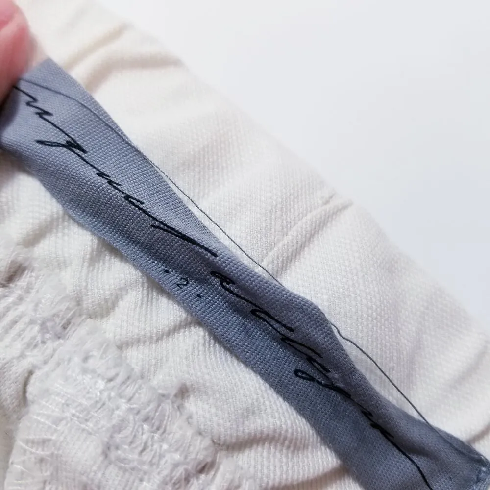 Raquel Allegra Linen Blend White Pleated Crop Pants Pull On High Rise Size 2 - Image 3