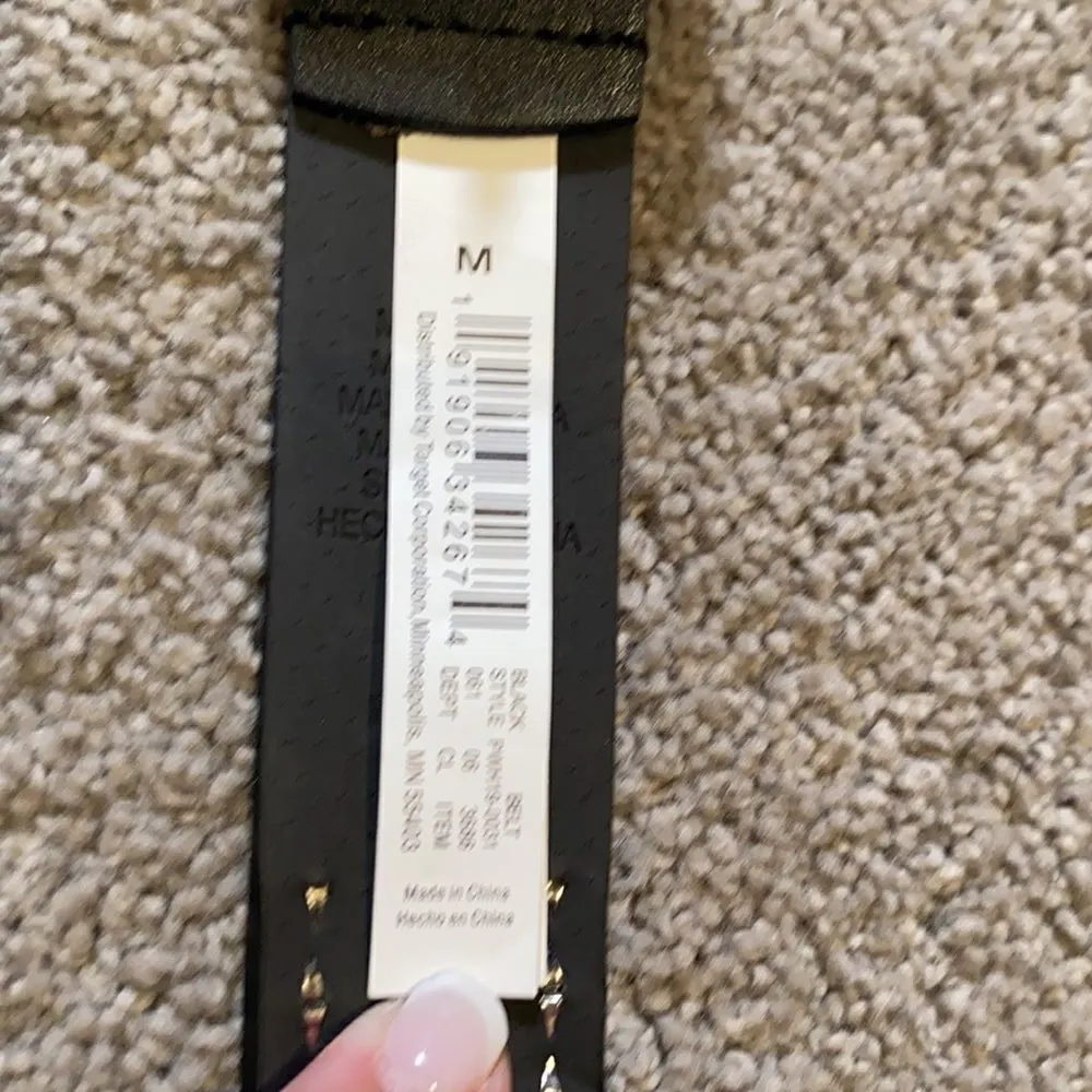 Women’s Black Belt with Silver Metal Detail Size M NWOT Black Size M - Image 4