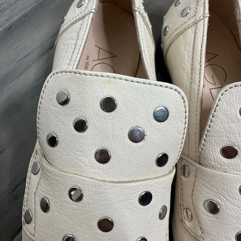 NEW AGL Ines Studded Leather Moccasin Loafers Women's Cream Size 35 - Image 3
