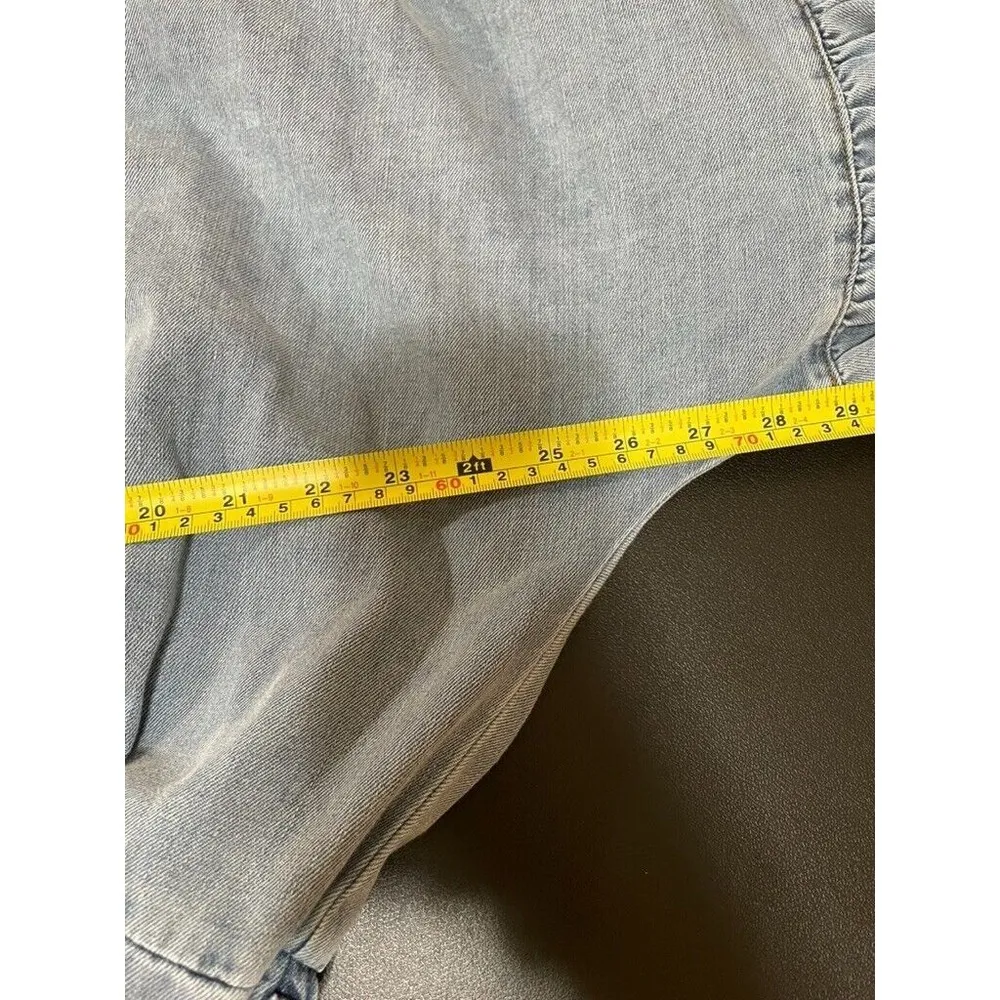 NWT Mable Denim Balloon Sleeve Rompe Sz L Tie Waist Shorts Cotton Boho Western Blue Size L - Image 13