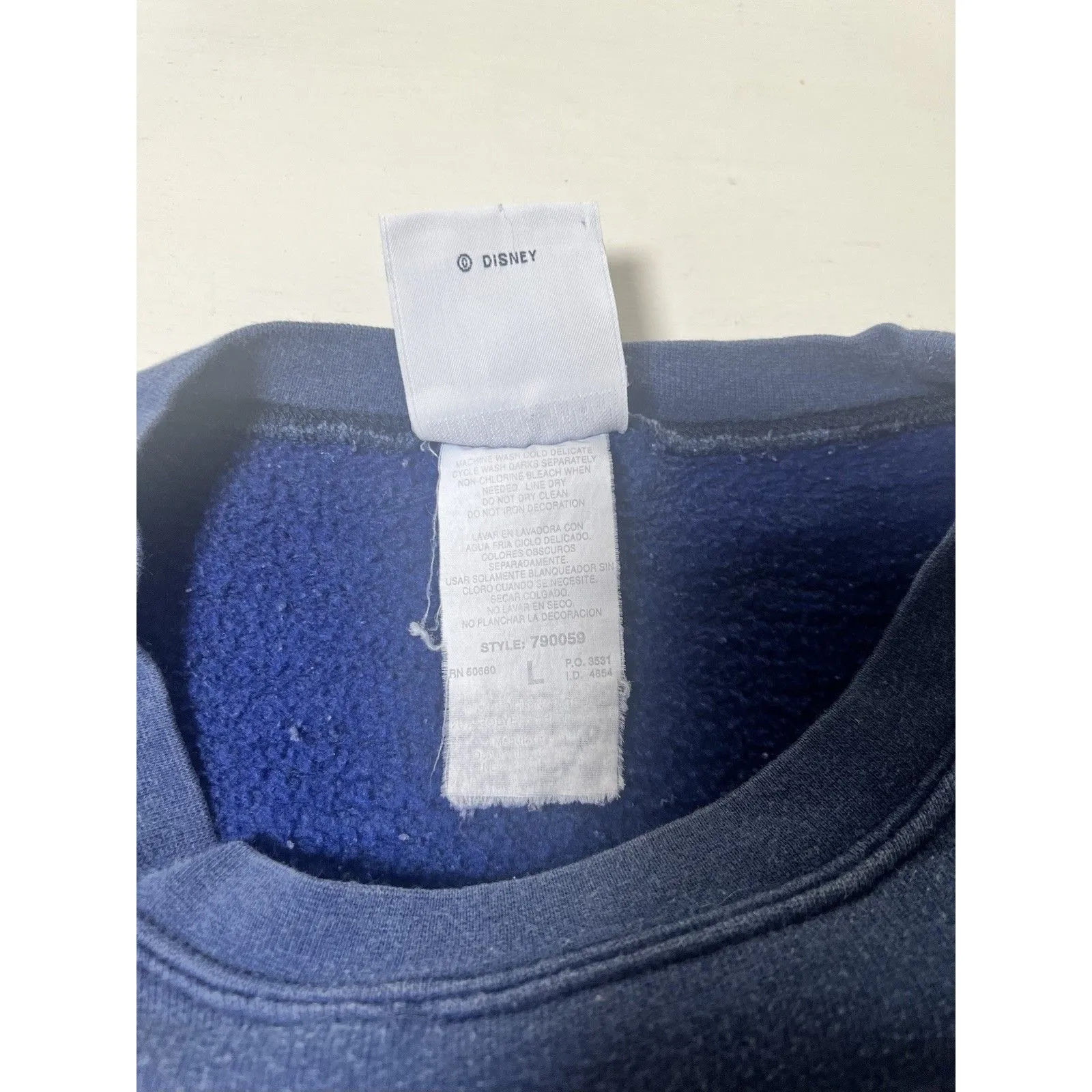 Vintage 90's Disney Mickey &‎ CO Embroidered Crewneck Large Plaid Patch Elbows Blue - Image 4