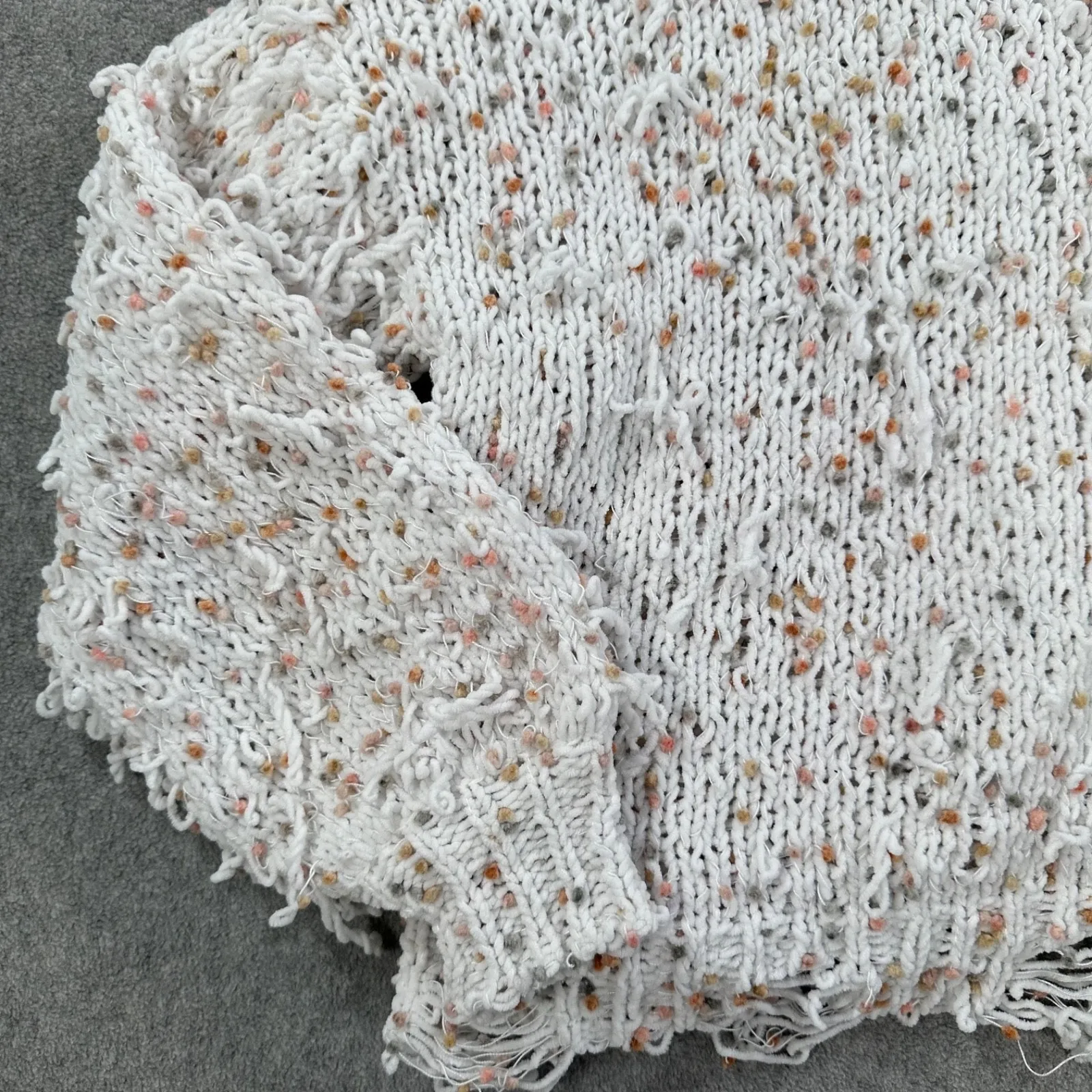 POL Confetti Distressed Fringe Chenille Sweater Size Large Boxy Cropped Knit - Image 3