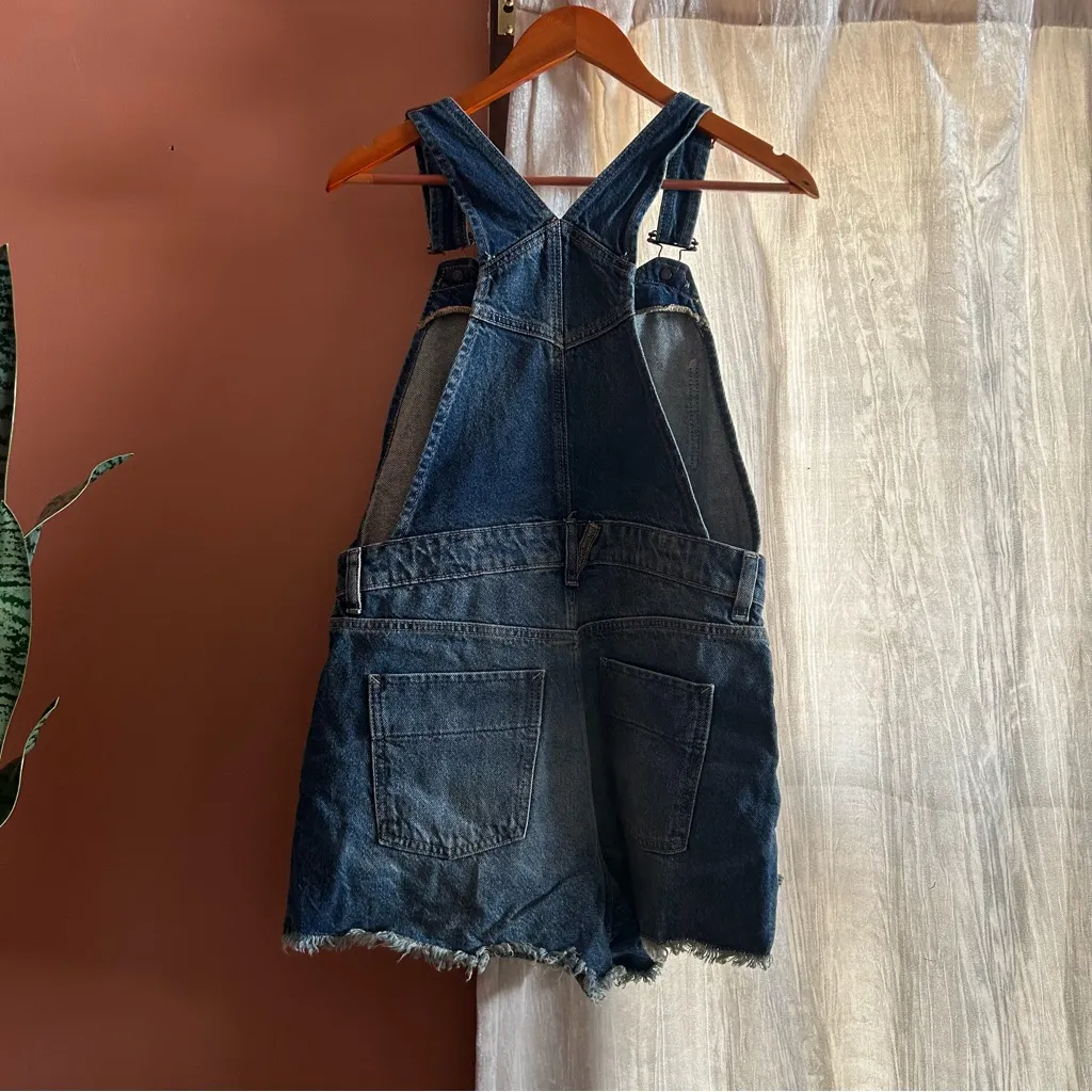 Free People Sunkissed Denim Short‎ Overalls Zip Front Jean Shortalls NEW Size 8 - Image 5