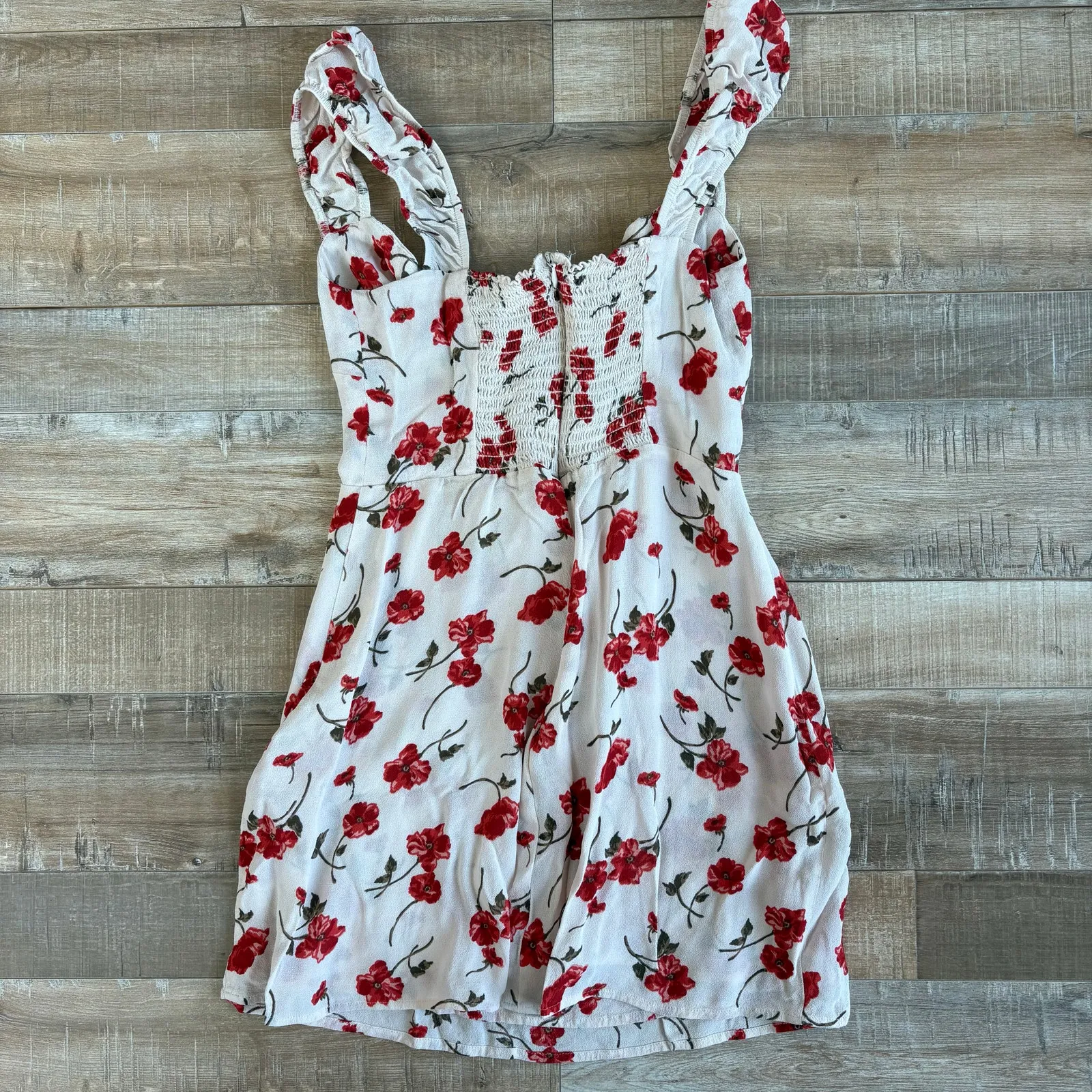 Reformation Jess Jubilee Dress Size 6 White Red Floral Puff Sleeve Mini - Image 6