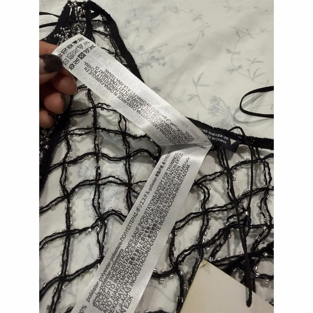 Zara Women's XS Black Beaded Knit Sleeveless Tank Top - Image 6