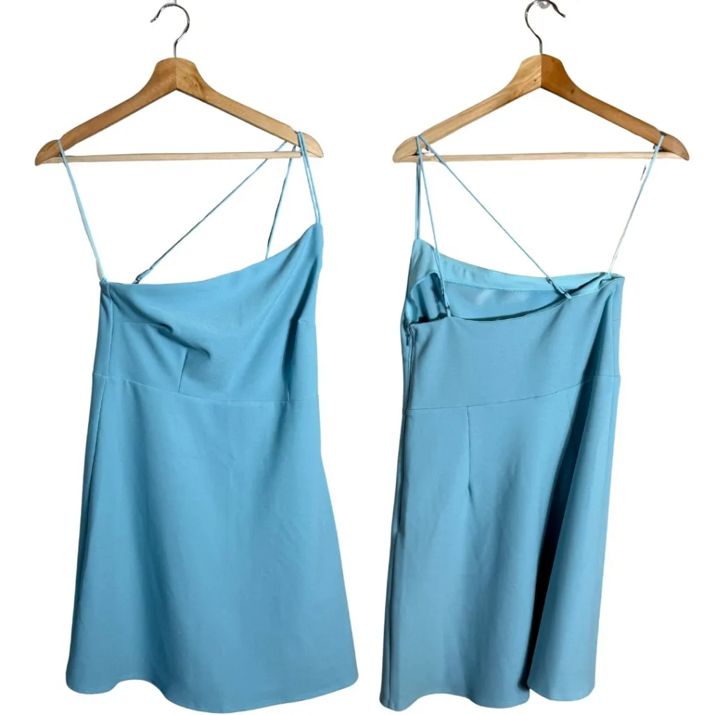 Abercrombie & Fitch One Shoulder Mini Dress Skort Women's Medium Tall Blue NWOT - Image 3