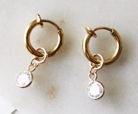 12mm Huggies With CZ Charms Gold - Image 6