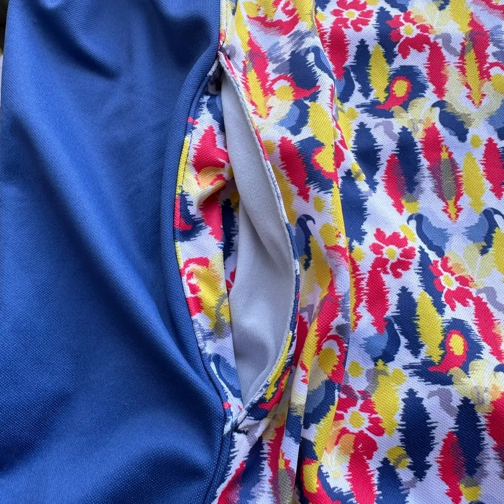 Fringe Peyton Sleeveless Athletic Golf Dress in Blue/Primrose Yellow Size Large - Image 2