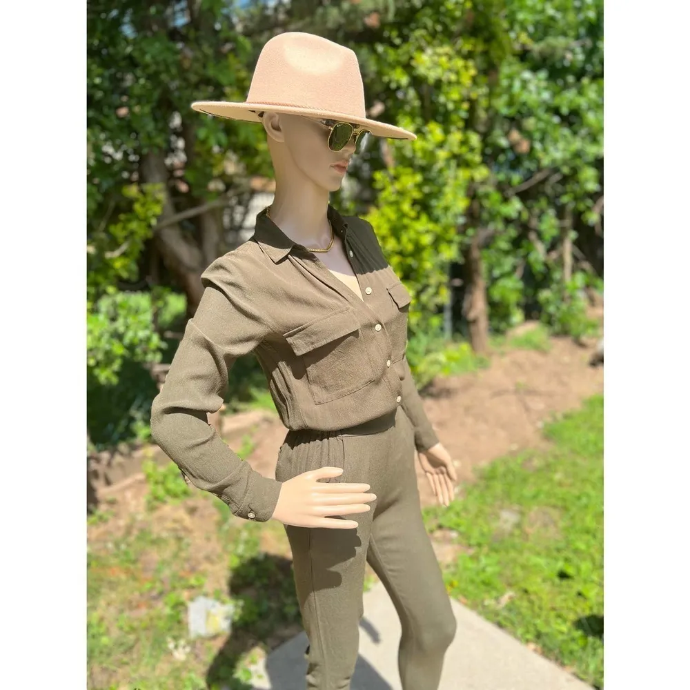 Womens Madewell Minimalist Safari Jumpsuit XXS Green - Image 5