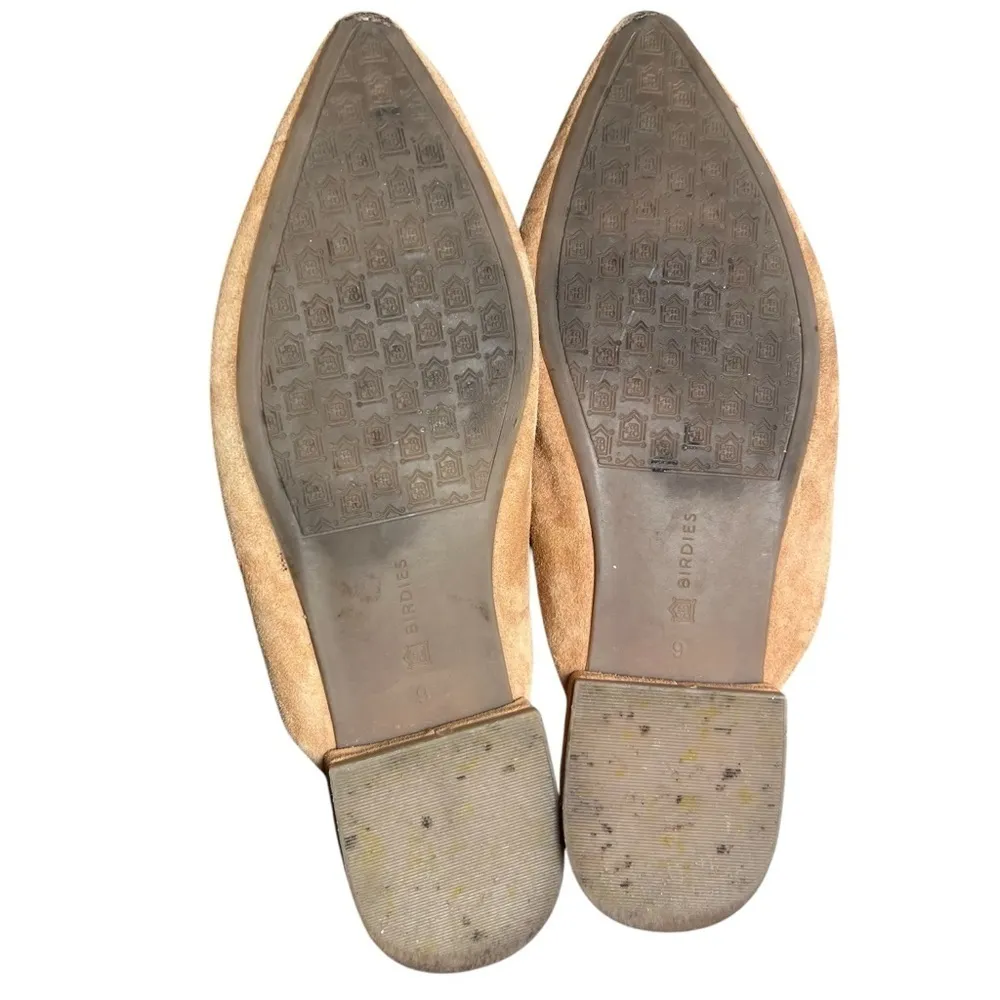 Birdies The Swan Slip-on Mules Sz 9 Tan Suede Quilted Leather Flats Womens Shoes - Image 10