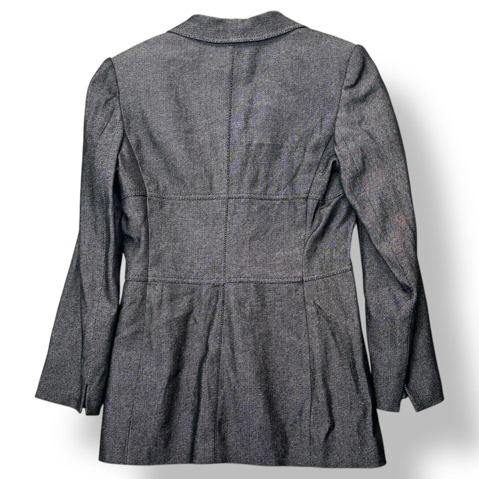 EXPRESS  Women Tailored 3/4 Button Blazer Jacket Gray Stretch Lined Office Chic - Image 3