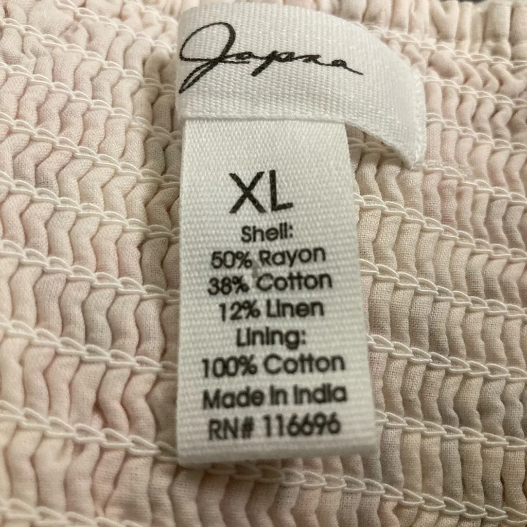 Japna White Smocked Bodice Floral Strap Babydoll Sundress XL Lined Linen Blend - Image 9