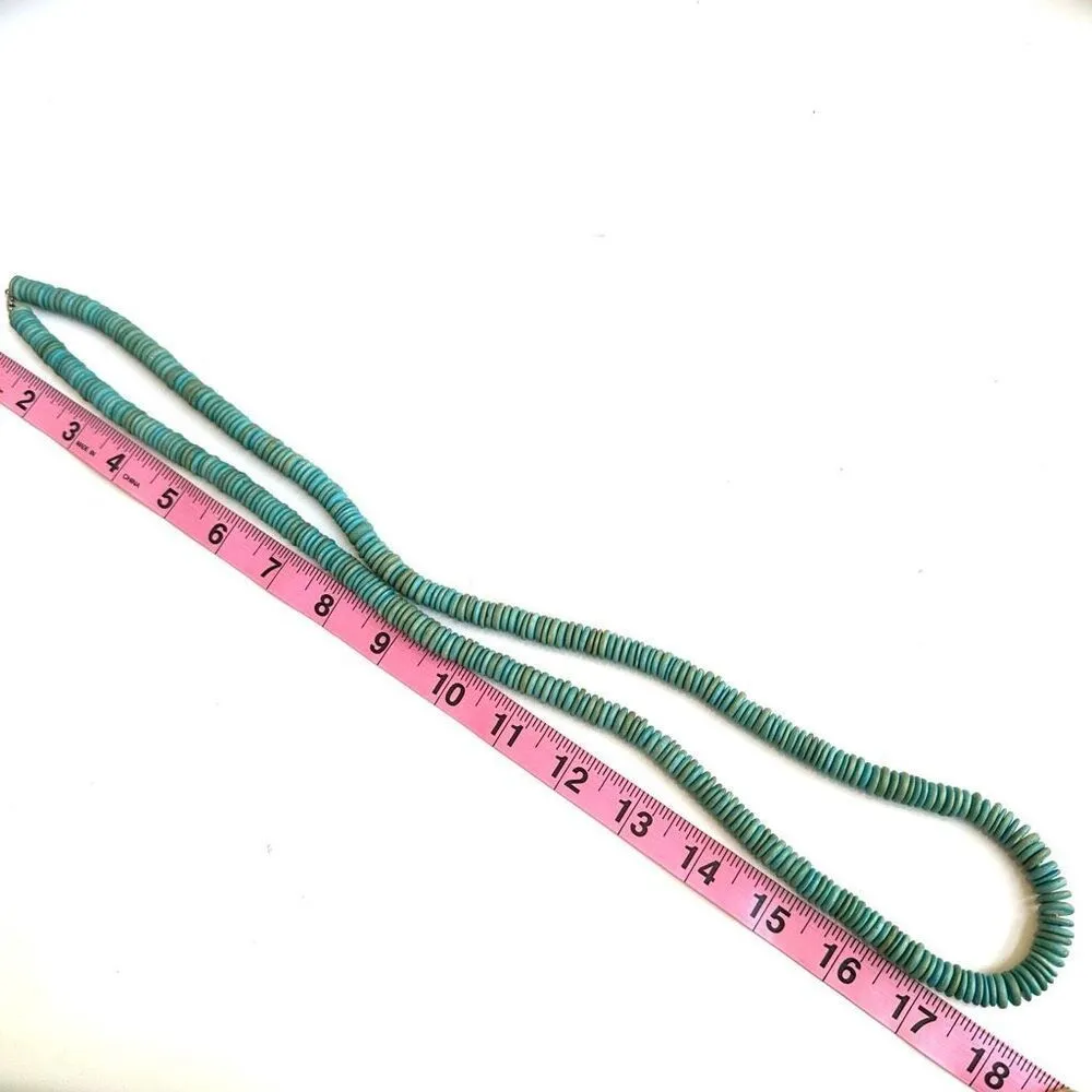 Teal wood vintage beaded long necklace Blue - Image 5