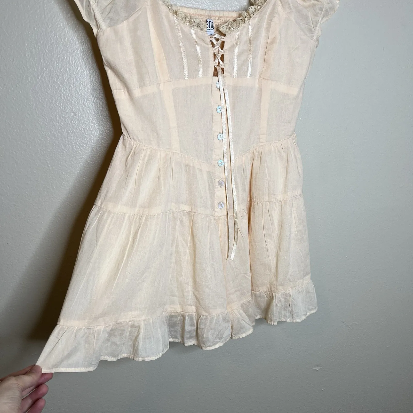 Women's Romper Playsuit Fairy Milkmaid Cottage Core Whimsigoth Lace S UO BCG - Image 9