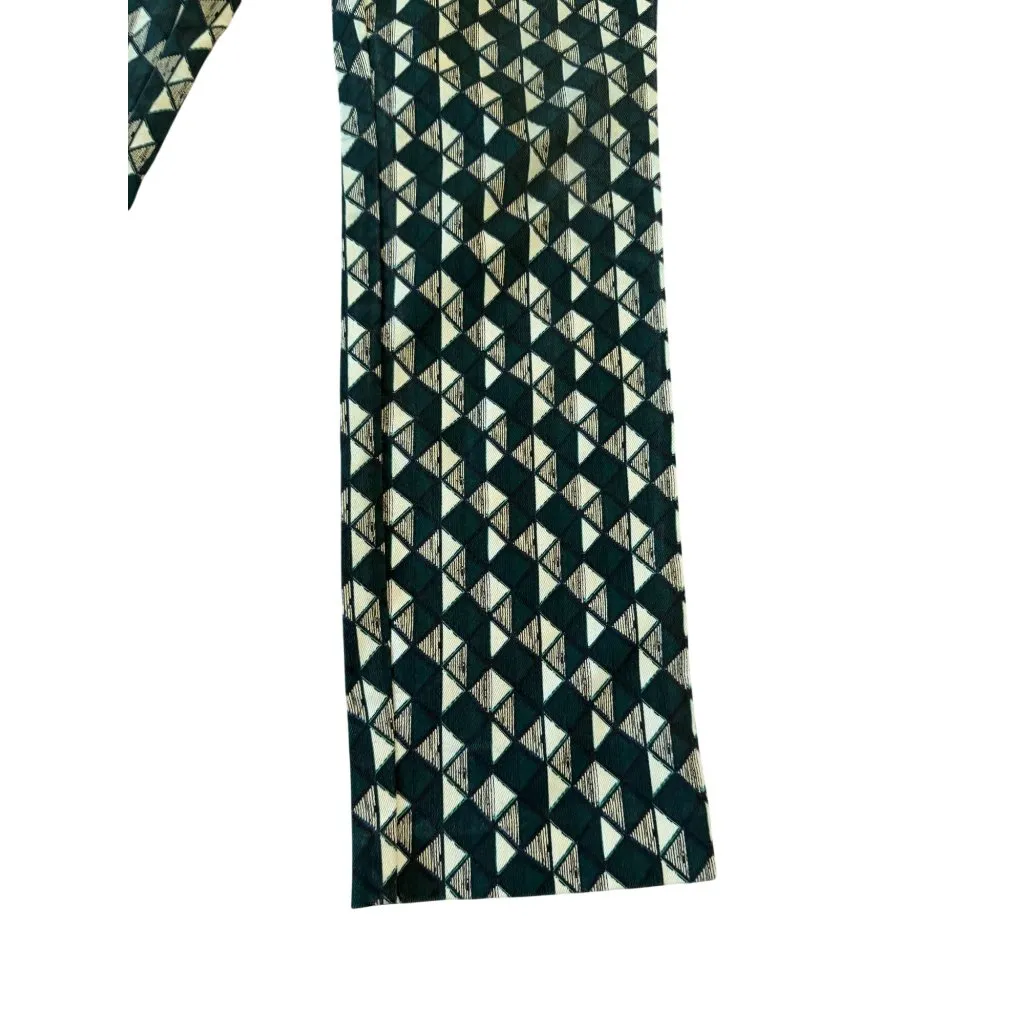H&M Greeb Cream Patterned Triangle Print Ankle Pants Size US 8 - Image 7