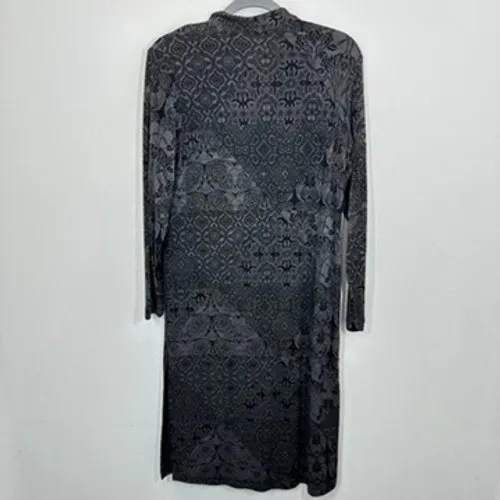 Vintage Laura Ashley Button Front Shirt Dress Black Gray Floral Goth Whimsigoth - Image 10